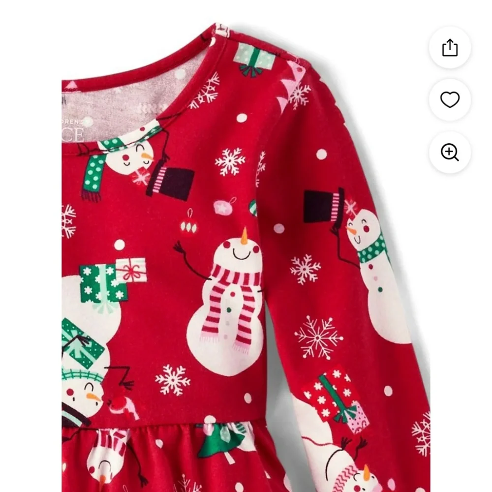 The Children’s Place Girls Red Snowman Dress Size 7-8 NWT